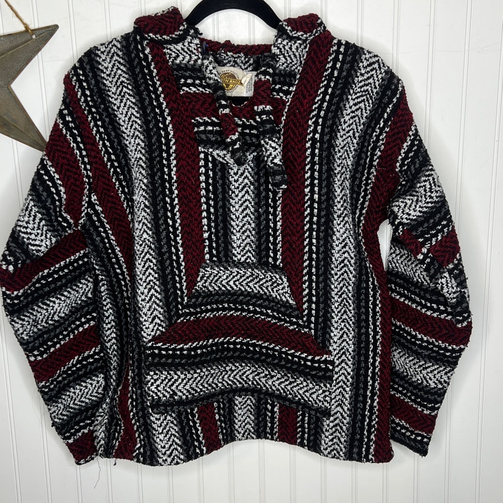 Earth Ragz Mexican Hoodie in Red, Black, and White Size Large